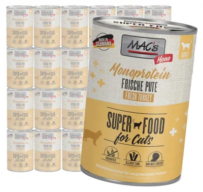 Produktbild von MAC's Katzenfutter 24 x 400 g Monoprotein-Nassfutter für Katzen mit Truthahn