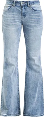 Produktbild von RED by EMP Damen hellblaue Bootcut Jeans mit Schlag und leichter Waschung W30L32