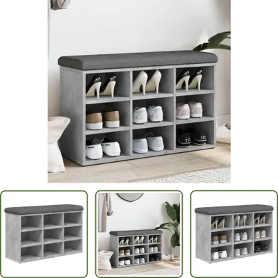 Obrázok produktu pre The Living Store Lavica na topánky betónová sivá 82x32x50 cm Materiál na báze dreva