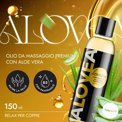 Immagine prodotto di LOOVARA Olio da massaggio Aloevera 150 ml con aloe vera e pantenolo per massaggi piacevoli - Erotico premium