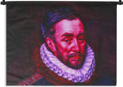Produktbild von MuchoWow® Wandteppich Wandbehang Wilhelm von Oranien - Adriaen Thomasz - Rot - Blau 60x45 cm Tapisserie Dekoration Wandtuch - Das Schlafzimmer