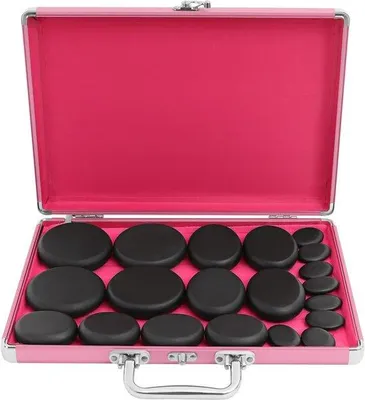 Produktbild von Hot Stone Massage-Set, 20 Stück - Basalt - Tragbare Massage-Steine - Ideal zur Entspannung - Luxento