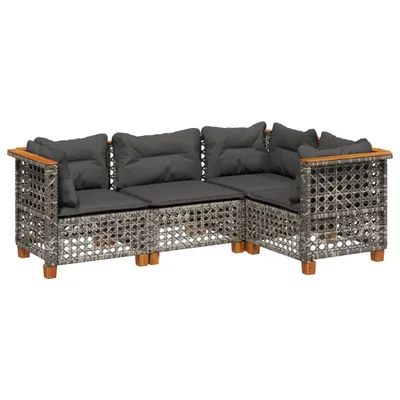 Obrázok produktu pre vidaXL 4-dielna záhradná sedacia súprava s vankúšmi Grey Poly Rattan