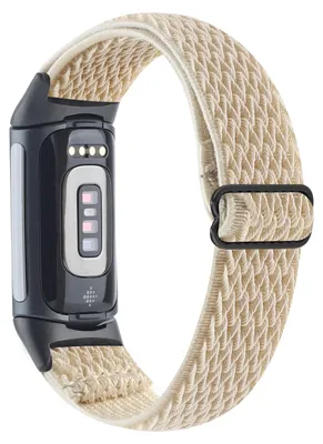 Produktbild von By Qubix passend für Fitbit Charge 5 elastische Solo Loop Nylonarmband - Beige