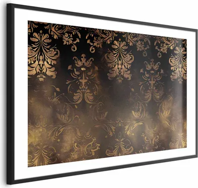 Produktbild von Posterpapier Poster - Dark Baroque Patterns with Golden Accents 60x40 cm Muster f-H-10017-ao-a