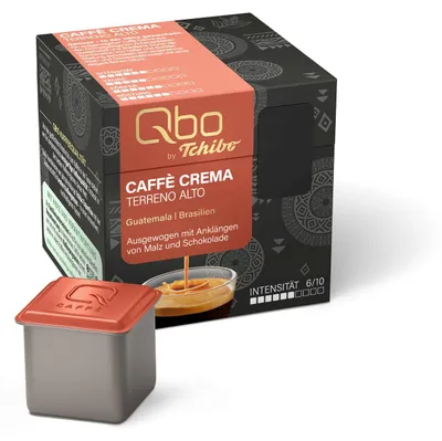 Produktbild von Tchibo Qbo Caffè Crema Terreno Alto Premium Kaffeekapseln, 8 Stück (Caffè, Intensität 6/10, ausgewogen und malzig), nachhaltig & aus 70% nachwachsenden Rohstoffen¹