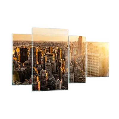 Produktbild von Bilder auf glas - New York Wolkenkratzer Manhattan - 120x70cm - Glasbilder - Wandbilder - Kunstdruck - zum Aufhängen bereit - Wanddekoration aus Glas - Glas Bilder - Wandbild auf Glas - GDL120x70-2672