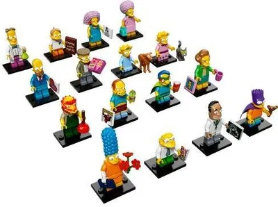 A collection of LEGO Minifigures from The Simpsons Series 2.