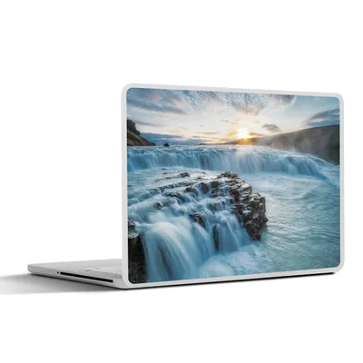Produktbild von MuchoWow® Laptop Aufkleber Sticker Cover Wasserfall - Wasser - Steine - Sonne - Natur 25x18 cm - Laptop-Deko