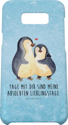 Produktbild von Mr. & Mrs. Panda Samsung Galaxy S8 plus Handyhülle  Pinguin umarmen - Eisblau - Geschenk, Hülle, Cover, Hochzeitstag, Handy, Case, Liebe, Hochzeitsgeschenk