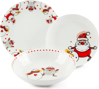 Zdjęcie produktu dla Zestaw naczyń Excelsa 18-częściowy Bałwanek z kolorowej porcelany