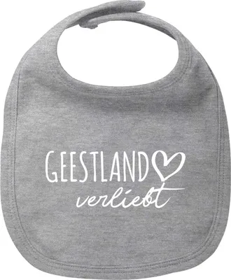 Produktbild von Huuraa Baby Lätzchen Geestland verliebt Heather Grey Klettverschluss  Baumwolle Latz Geschenkidee