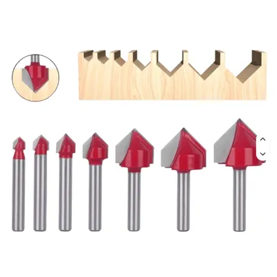 Produktbild von V-Nutfräser 3/4" 19,05 mm HM Hartmetall 6 mm Schaft 3D Oberfräser Nutenfräser Nutfräser Holz Fräser Gravur Fasen