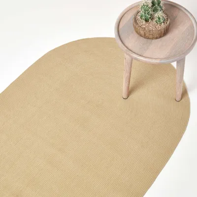 Produktbild von HOMESCAPES Handgewebter geflochtener Teppich in Beige, 50 x 80 cm