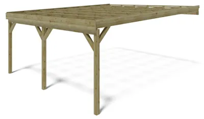 Produktbild von Carport Garagendach 5.8x5.06 m - 29 m2 - an der Hauswand montiert