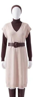 Produktbild von Strickkleid Damen Pullunderkleid V-Ausschnitt 38 40 42 Feinstrick Kleid Ärmellos