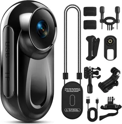 Obrázok produktu pre Mini kamera s rozlíšením 1080p, 512 GB, menšia ako palec, na nahrávanie bez použitia rúk, prenosná akčná kamera s otočným klipom o 360° a magnetickým klipom, prenosný cestovný videorekordér pre motocyklistov – čierna (SD karta nie je súčasťou balenia)