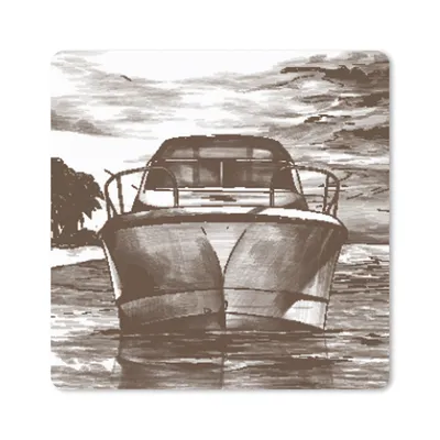 Produktbild von MuchoWow® Mauspad Mousepad Boot - Meer - Schwarz - Weiß 20x20 cm - Mousepads - Maus Mat - Pad - Mausunterlage - Desk Mat - Bureauartikeln