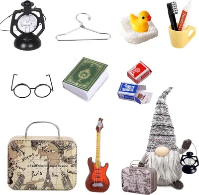 Zdjęcie produktu dla Zestaw akcesoriów Secret Santa Miniaturowa dekoracja świąteczna 12 szt. 1/12 Domek dla lalek DIY Travel