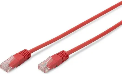 Zdjęcie produktu dla Digitus Kabel krosowy CAT 5e U/UTP, 0,5 m, Cat5e, U/UTP (UTP), RJ-45, RJ-45, Czerwony