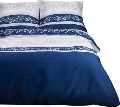 Zdjęcie produktu dla Pościel z satyny bawełnianej, Satynlove 180x200 1542-1 Granatowa, ornamenty