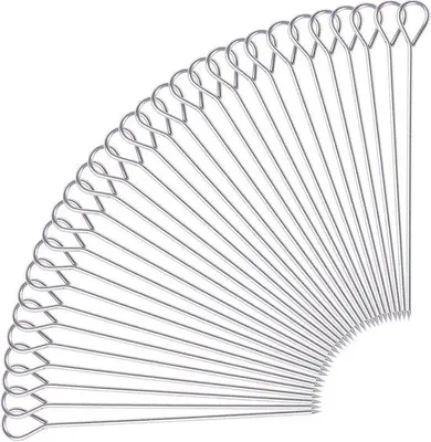 Image de Brochettes en acier inoxydable de 20 cm, lot de 30 : brochettes à viande et à fruits
