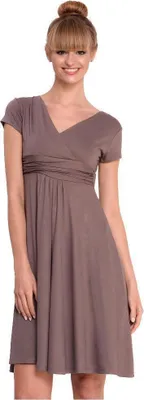 Produktbild von Damen Kleid Dress V-Ausschnitt ; Cappuccino S/M 36/38