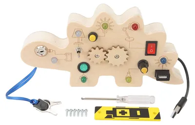 Obrázek produktu pro Dřevěná desková hra s dinosaury a LED světlem, vzdělávací přenosná hra pro batolata podporující smyslové vnímání