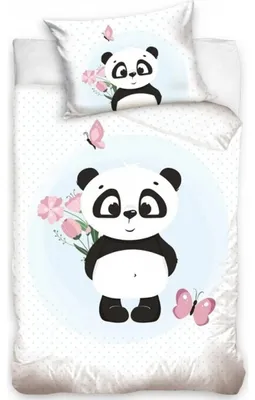 Imagen del producto de Sábana de algodón para cuna, diseño de panda, 100x135 cm y 40x60 cm