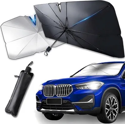 Obrázok produktu pre Slnečná clona na predné sklo vozidla 140 x 79 cm – 99 % ochrana proti UV žiareniu, skladateľná slnečná clona, vhodná pre osobné autá, SUV a nákladné vozidlá – jednoduchá inštalácia a kompaktný dizajn.