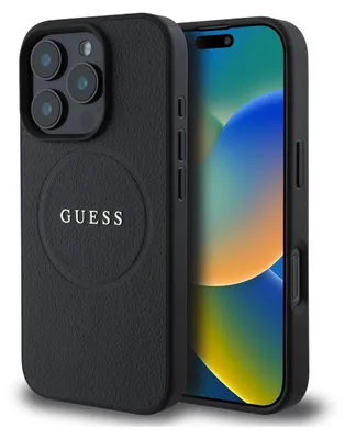 Image de Guess GUHMP16LPGHSMMK iPhone 16 Pro 6.3" noir hardcase Grained Ring MagSafe Housse de protection