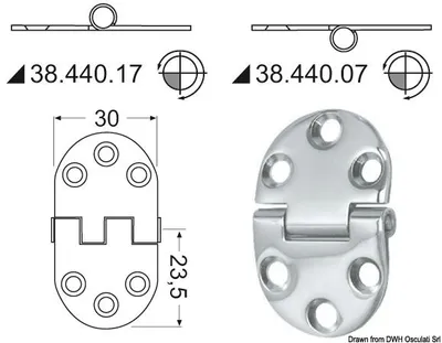 Obrázok produktu pre Záves, obrátený 2 mm 47x30 mm , 1 kus