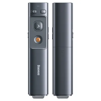 A product shot of a presentation remote.
