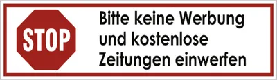 Produktbild von Dreifke® Aufkleber STOP Bitte keine Werbung u. e Zeitungen..., Folie...