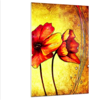 Produktbild von Bilder auf glas - Einteilig - Blumen Schilder Stiel Linien - 80x120cm - Glasbilder - Wandbilder - Bilder - Wanddekoration aus Glas - Glas Bilder - Wandbild auf Glas - GPA80x120-0816