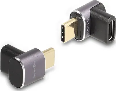 Imagen del producto de Adaptador en ángulo USB-C macho a hembra de Delock, 40 Gbps, 240W PD, 8K @ 60Hz - gris