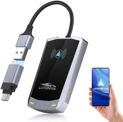 Productafbeelding van Android Auto Draadloze Dongle Met NFC - Adapter Voor Bekabeld Naar Draadloos, Plug & Play, 5.8GHz, USB C/A - Voor Android 11+