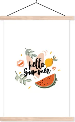 Produktbild von MuchoWow® Textilposter Sommer - Zitrone - Blätter 40x60 cm mit holzfarbenen Rahmen - Poster