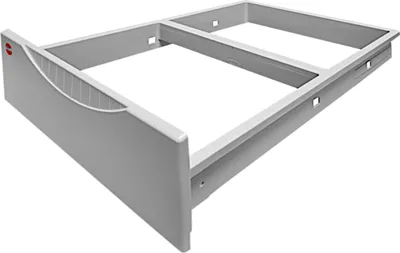 A gray plastic frame for a kitchen bin system is shown against a white background.