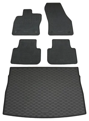 Rigum Gummi Fußmatten + Kofferraumwanne im Set für VW Golf Sportsvan, schwarz