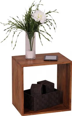 Produktbild von WOHNLING Standregal Massivholz MUMBAI Sheesham 43,5 cm Cube Regal Design Holzregal Naturprodukt Beistelltisch Landhaus-Stil