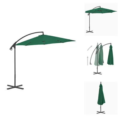 Produktbild von vidaXL Ampelschirm mit Stahlmast 300 cm Grün -  Sonnenschirme & Sonnenschutze