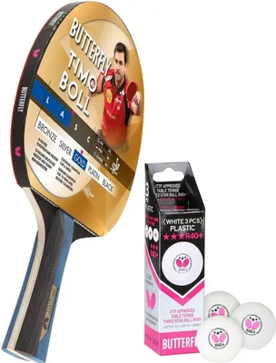 Produktbild von Butterfly 1x Timo Boll Gold 85021 Tischtennisschläger + 3x 40+ 3*** Tischtennisbälle | Tischtennisset Tischtennis Set TT Tabletennis