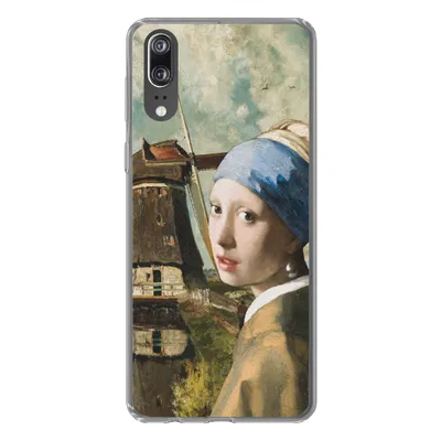 Produktbild von MuchoWow® Handyhülle Schutzhülle Hülle für Huawei P20 Mädchen mit Perlenohrring - Mühle - Kunst Silikon Softcase Handy Hülle - Hardcover