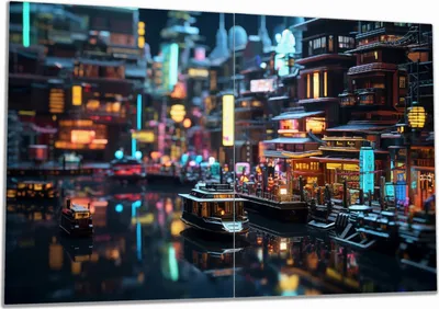 Produktbild von Wallario Herdabdeckplatte aus Glas, Größe 80 x 52 cm 2-teilig, Motiv Stadt bei Nacht