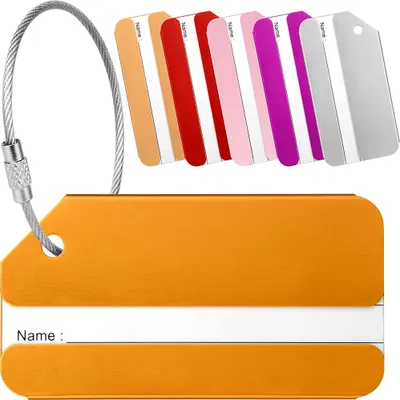 Produktbild von Stück Gepäckanhänger, Kofferanhänger, Kofferanhänger mit Adressanhänger, Kofferanhänger, Kofferanhänger mit Edelstahlkabel für Gepäck, Koffer, Tasche, Handtasche (6 Farben)