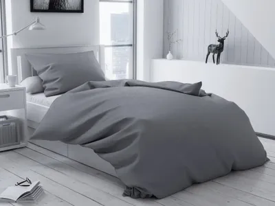Produktbild von Bettwäsche aus Baumwolle Lux Grau mit Knopf