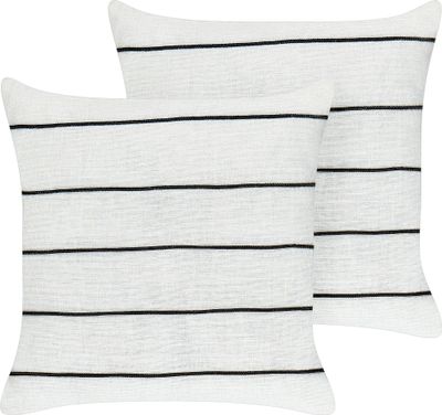 BELIANI Zestaw 2 poduszek biało-czarny bawełna len 50 x 50 cm z wypełnieniem w paski akcesoria salon sypialnia