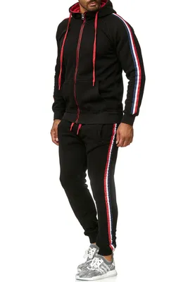 Produktbild von Reslad Herren Jogginganzug Trainingsanzug Sportanzug Jogging-Hose + Sweat-Jacke RS-5076 Schwarz S