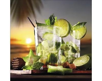 Produktbild von Glasbild Cocktail Lime II 50x50 cm